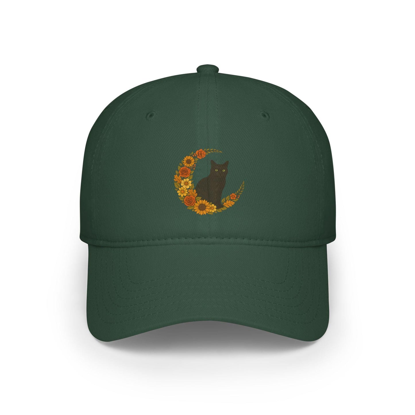 Sunflower Moon Baseball Cap: Floral Cotton Twill Low Profile Hat