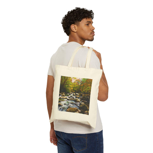 Serene Nature Cotton Canvas Tote Bag: Eco-Friendly Shopping