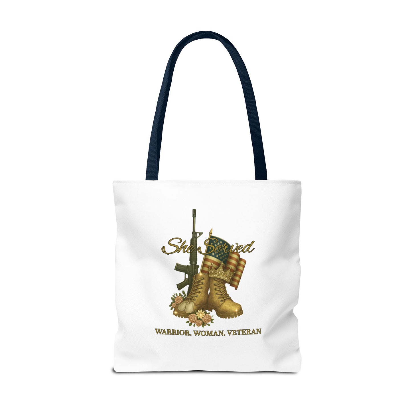 Warrior Woman Veteran Polyester Tote Bag Stylish Gift for Self or Her
