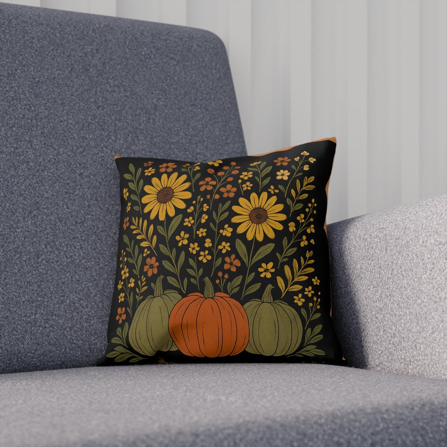 Autumn Floral Cushion - Cozy Harvest Decor, Fall Home Accent, Gift for Thanksgiving, Seasonal Throw Pillow, Rustic Pumpkin Design