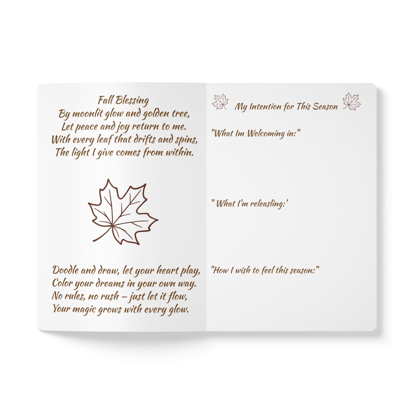 Autumn Gratitude Journal, Softcover Journal for Reflection, Mindfulness Journal, Thoughtful Gift for Thanksgiving, 100 & 200 Page Options