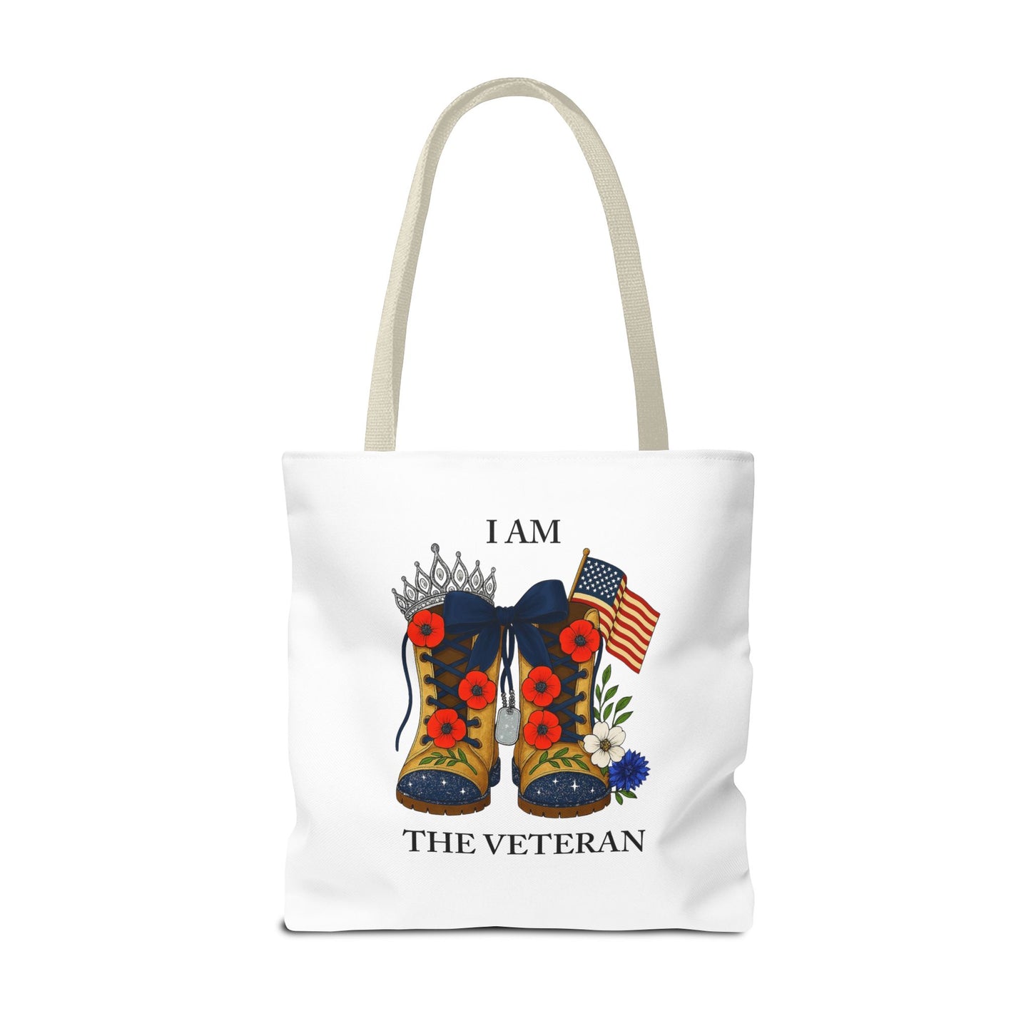 Female veteran tote bag eco friendly gift for self or veteran celebration event reusable canvas bag I am the Veteran design