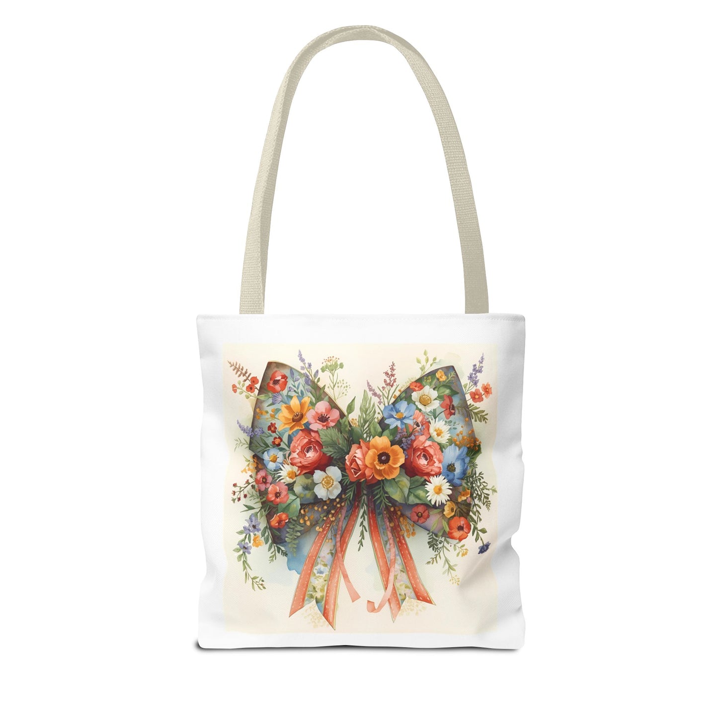 Floral Bow Tote Bag, Chic Everyday Shopper, Gift for Her, Stylish Floral Tote Reusable Shopping Bag, Cute Gift for Her - Reusable Tote Bag,