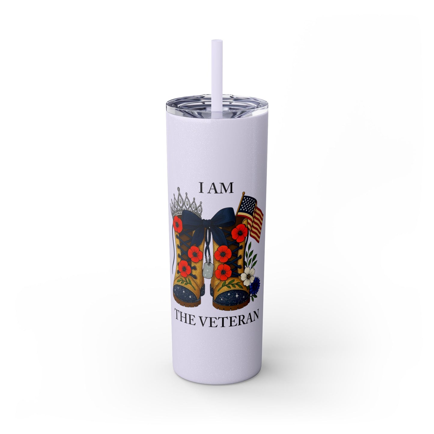 Woman Veteran Skinny Tumbler Drinkware Tribute Gift for Military
