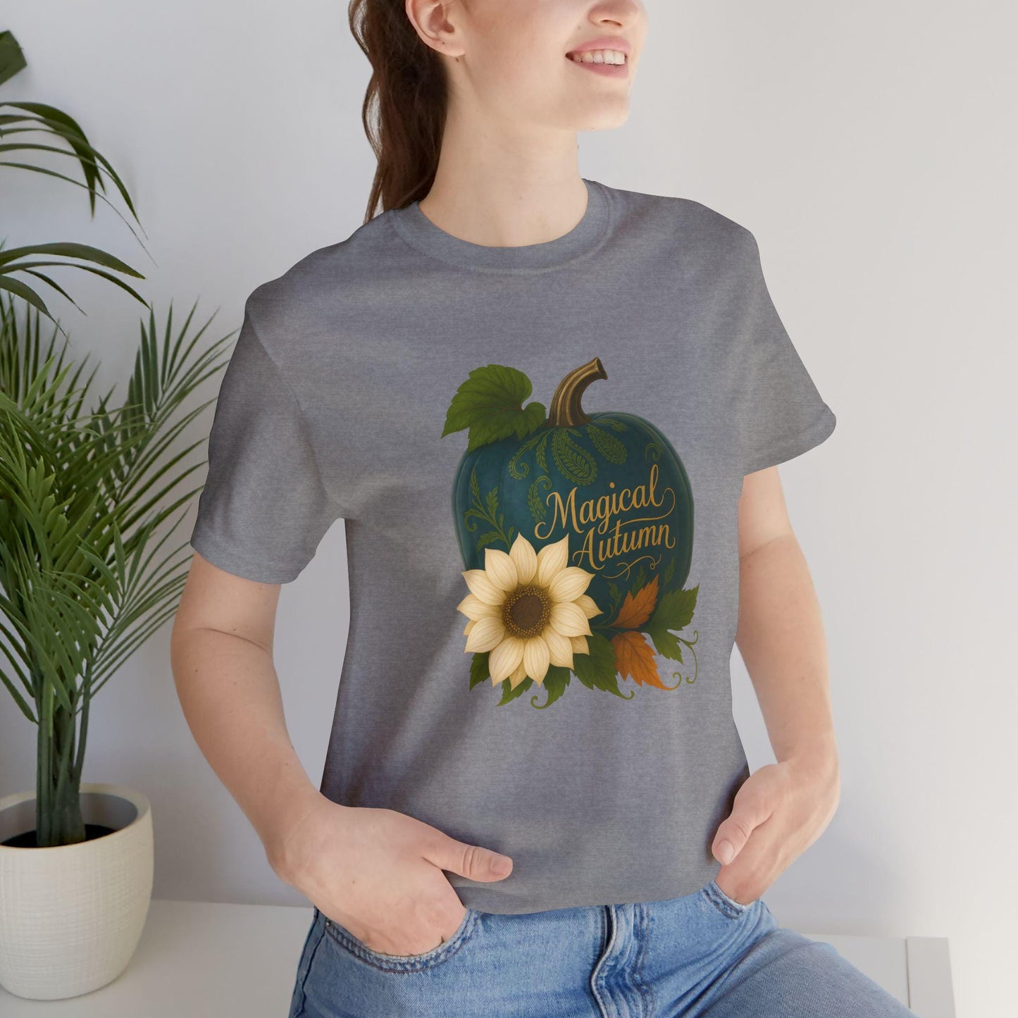 Magical Autumn T-Shirt, Pumpkin & Sunflower Graphic Tee, Cozy Fall Aesthetic Shirt, Thanksgiving Outfit, Autumn Gift Top