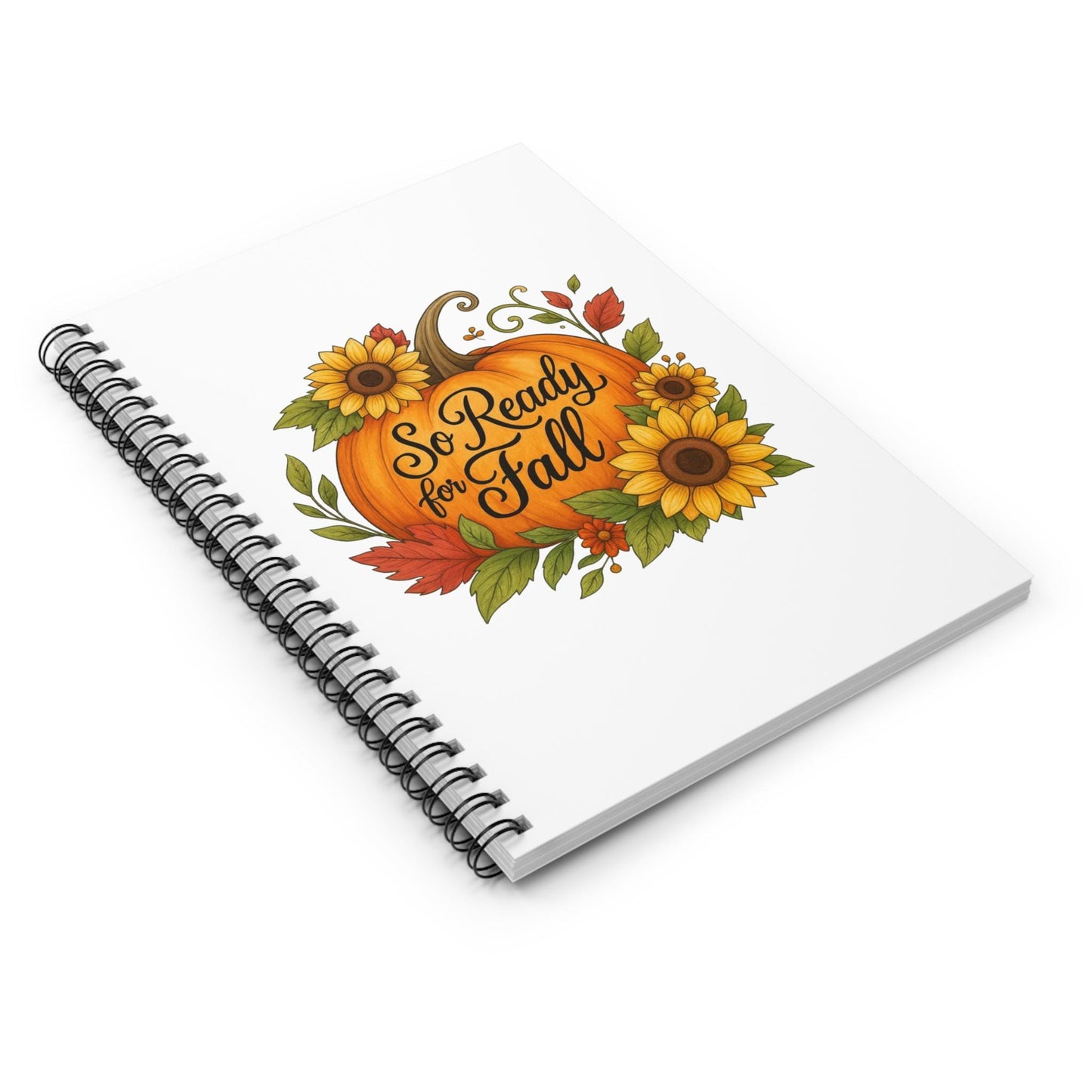 Fall Spiral Notebook: Pumpkin & Sunflower Design - 6" x 8"