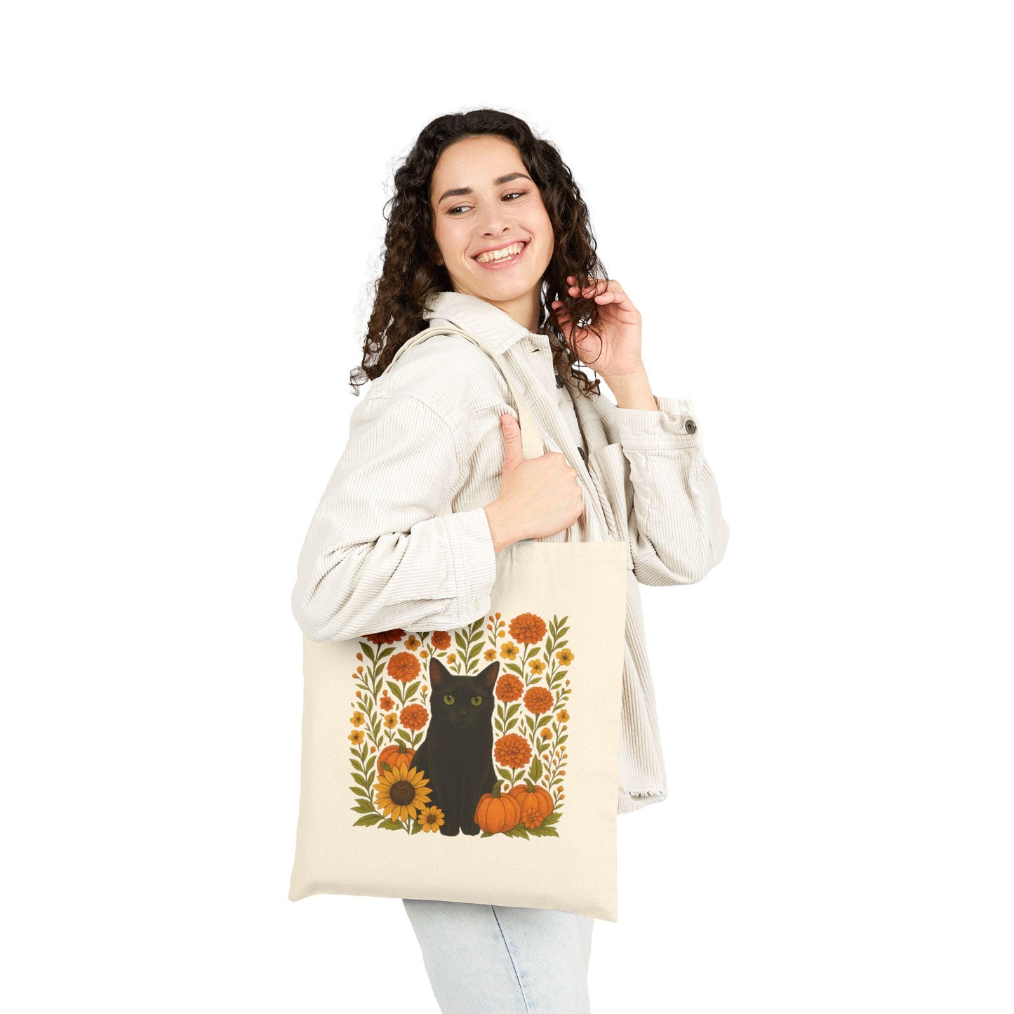 Jared.The.Cat Fall Collection, Autumn Cat Tote Bag, Pumpkin Fall Bag, Gift for Cat Lovers, Eco-Friendly Shopping Tote, Cute Cat Design