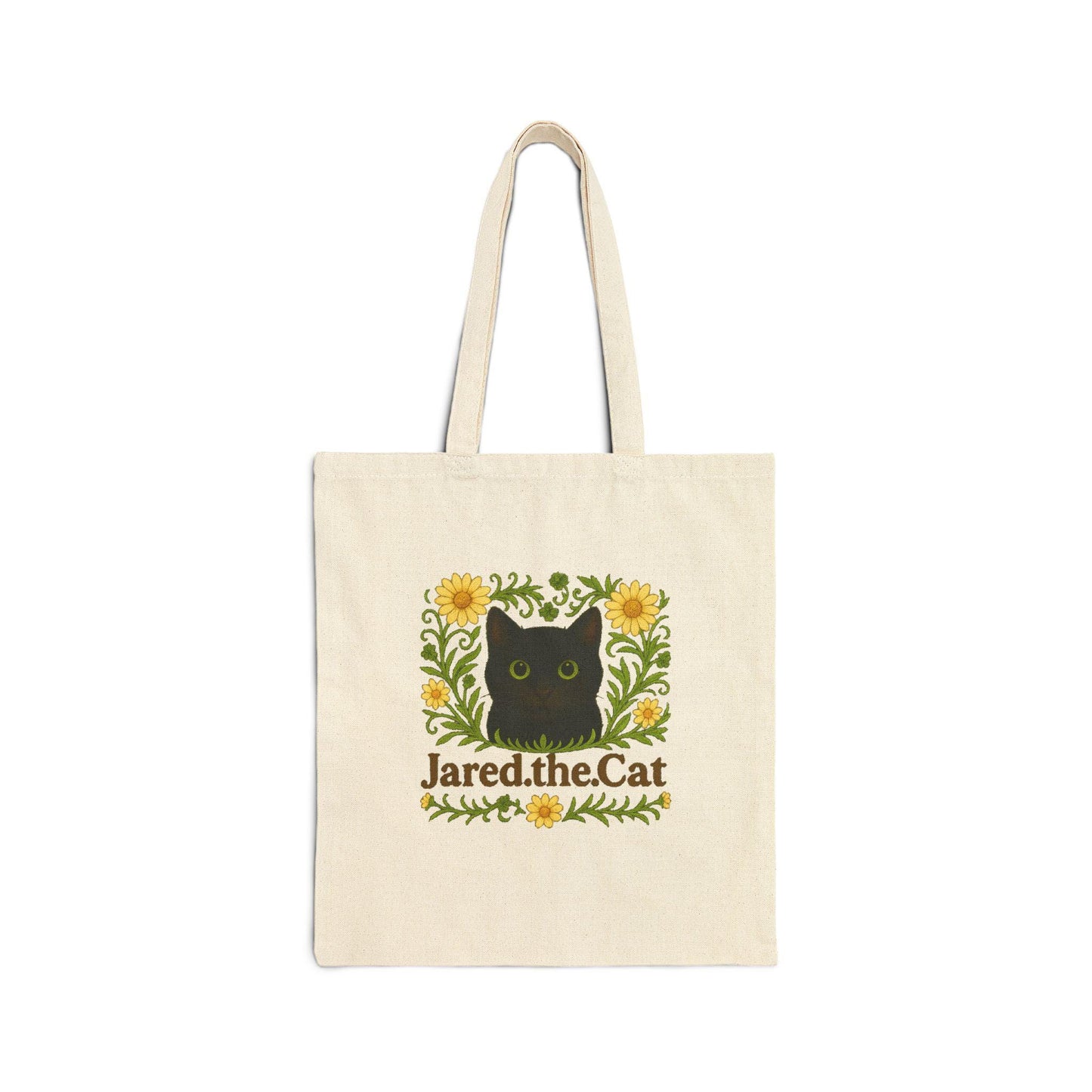 Jared the Cat Tote Bag,  Black Cat Floral Shopper, Eco-Friendly Gift, Cute Reusable Bag