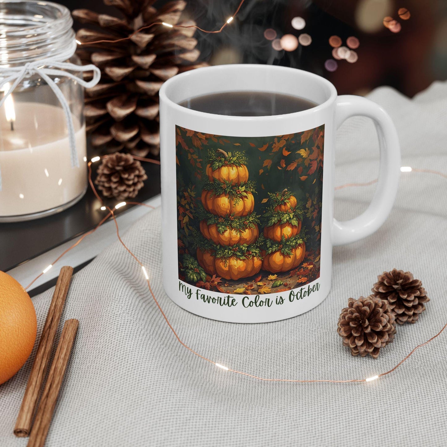 Festive Pumpkin Harvest Ceramic Mug, Fall Coffee Cup, Autumn Decor, Halloween Drinkware, Thanksgiving Gift