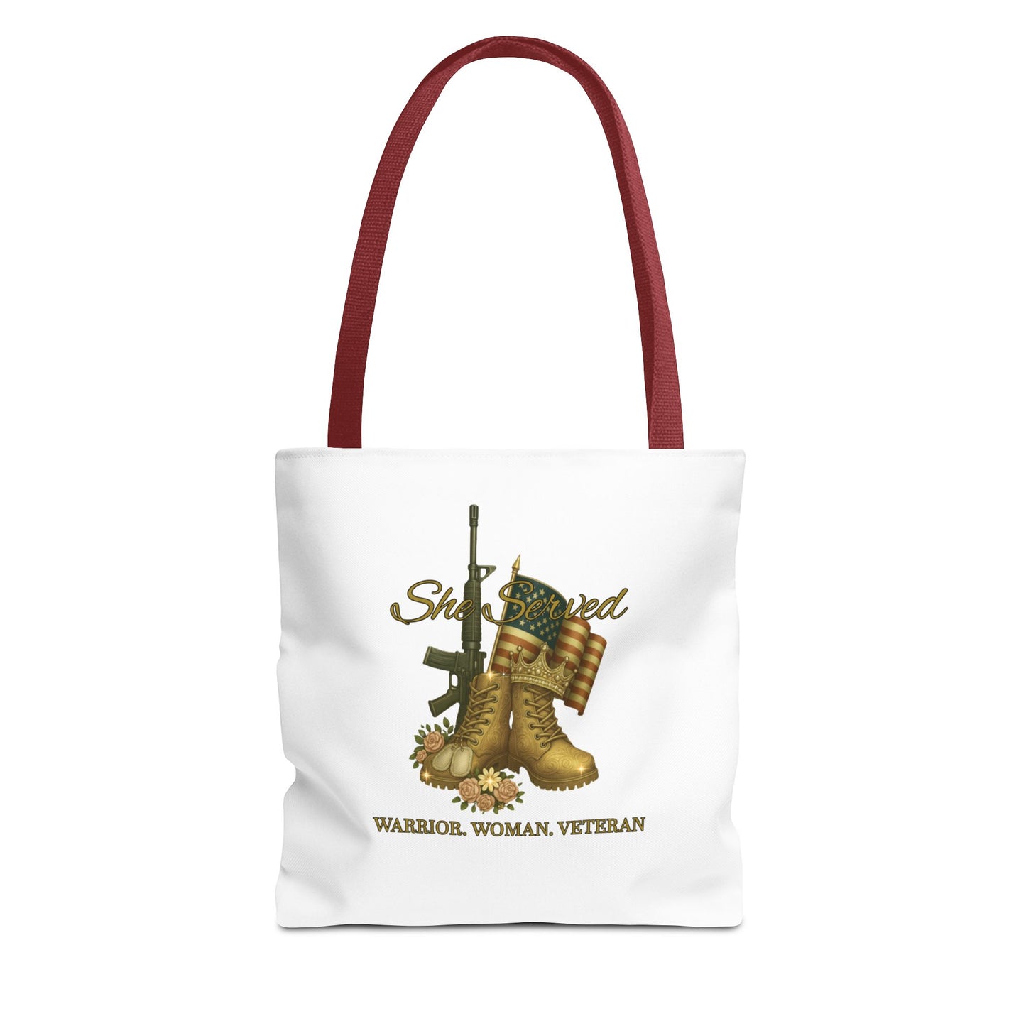 Warrior Woman Veteran Polyester Tote Bag Stylish Gift for Self or Her