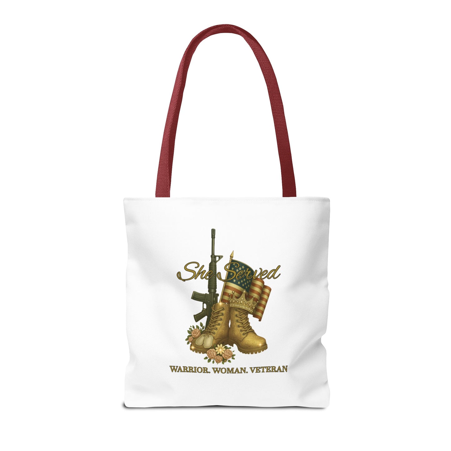 Warrior Woman Veteran Polyester Tote Bag Stylish Gift for Self or Her