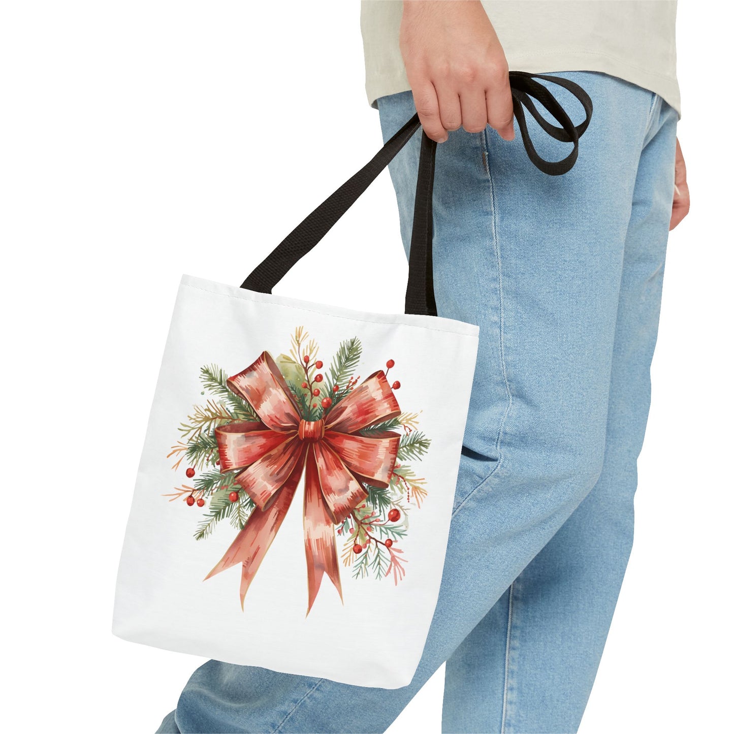 Vintage Red Bow Tote Bag, Coquette-Inspired Holiday Shopper, Elegant Reusable Gift Bag, Classic Winter Tote, Feminine Everyday Carryall