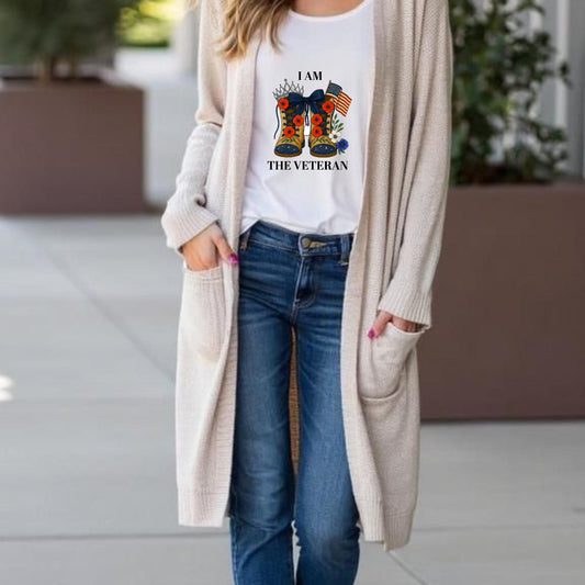 Women veteran cotton t-shirt gift for female service members outfit for everyday wear I am the Veteran collection