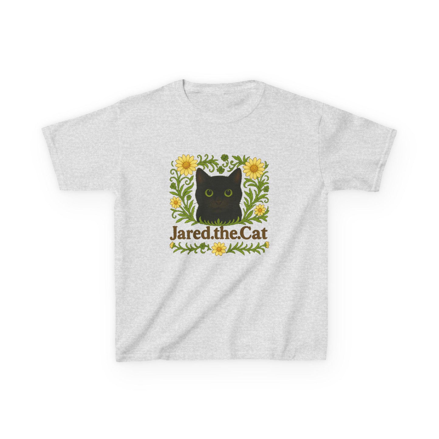 Jared the Cat Kids T-Shirt: Whimsical Garden Design