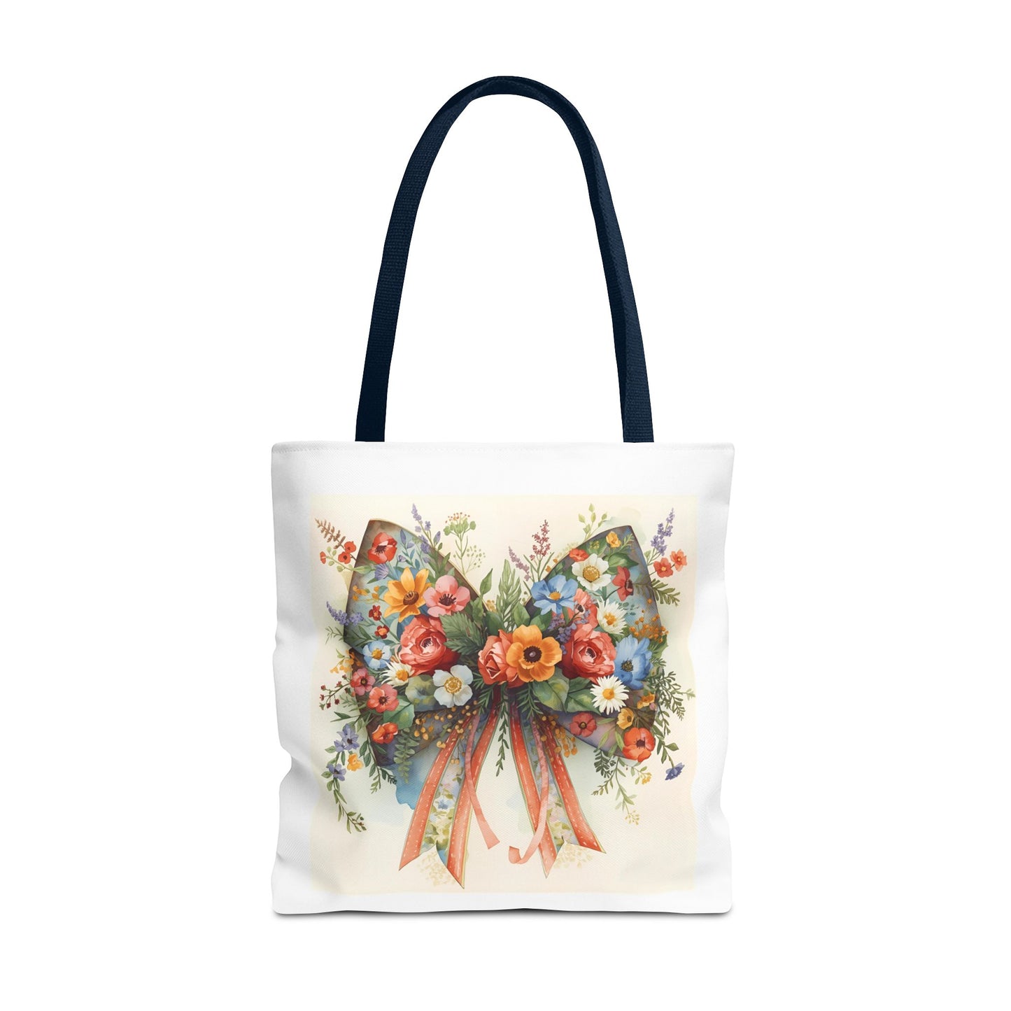 Floral Bow Tote Bag, Chic Everyday Shopper, Gift for Her, Stylish Floral Tote Reusable Shopping Bag, Cute Gift for Her - Reusable Tote Bag,