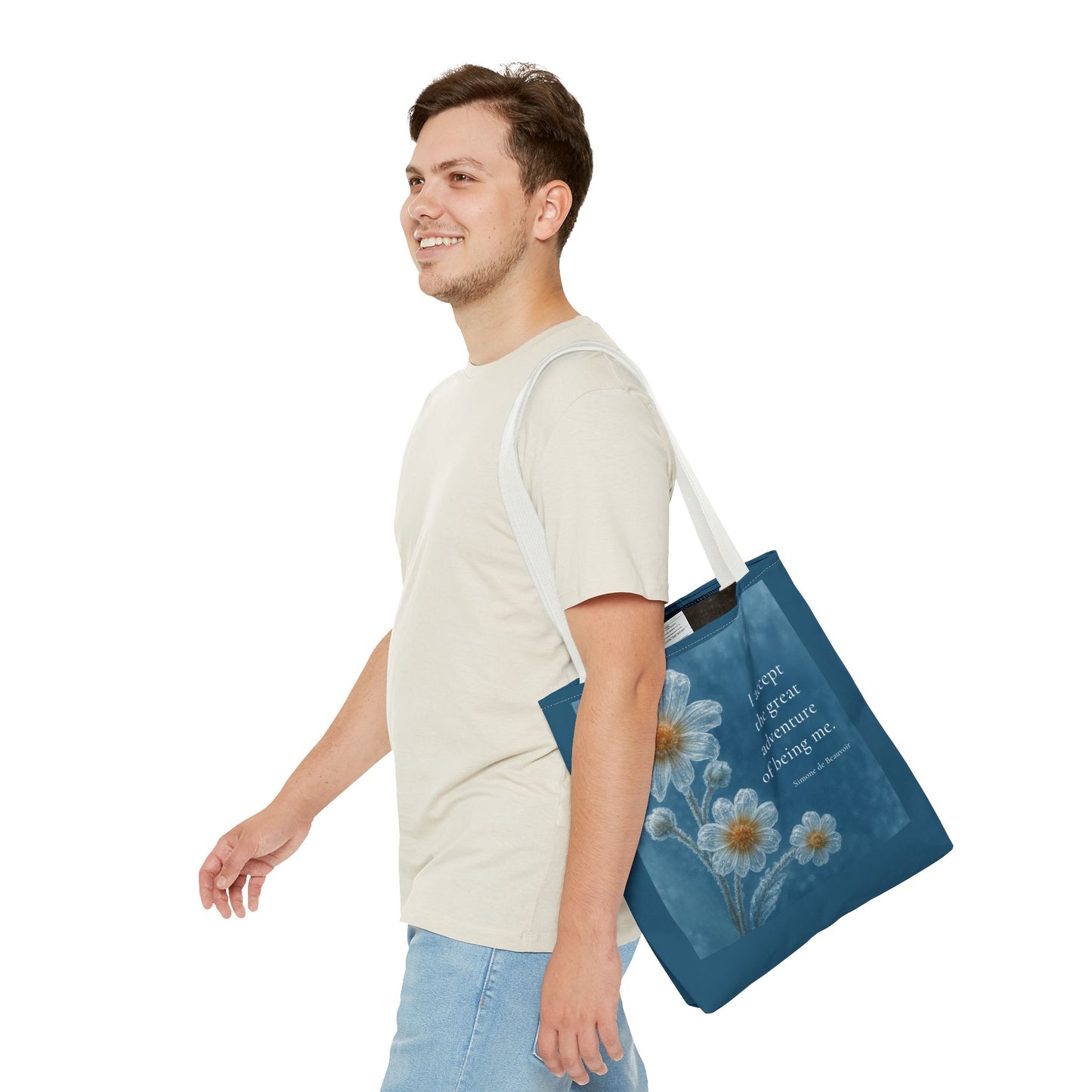 Frozen Petals Pétales Gelés Winter Daisy Floral Reusable Tote Bag