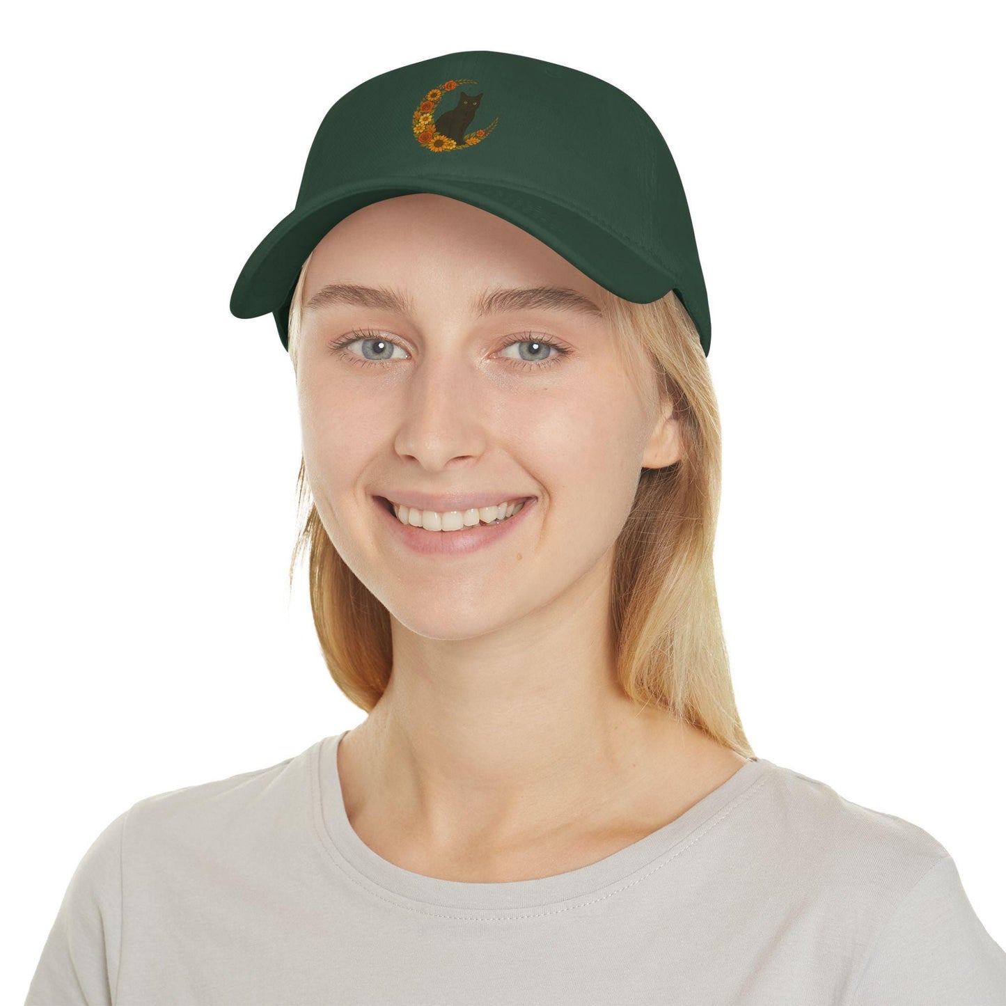 Sunflower Moon Baseball Cap: Floral Cotton Twill Low Profile Hat