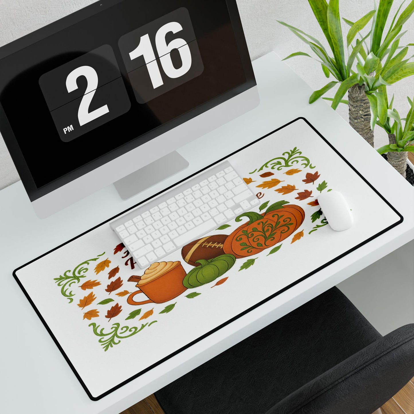 Autumn Desk Mat: Pumpkin Spice Vibes, Fall Office Decor