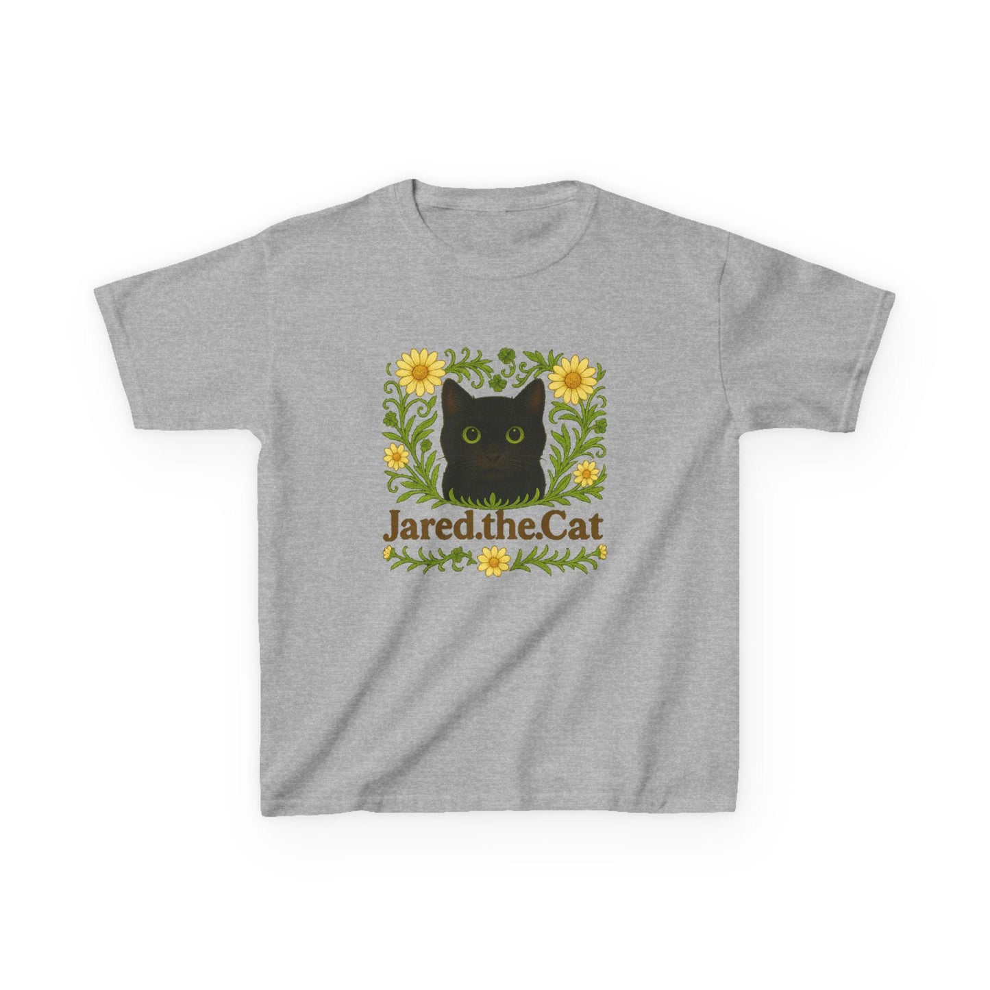 Jared the Cat Kids T-Shirt: Whimsical Garden Design
