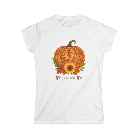Fall Pumpkin Graphic Tee: Women's Softstyle Autumn Shirt