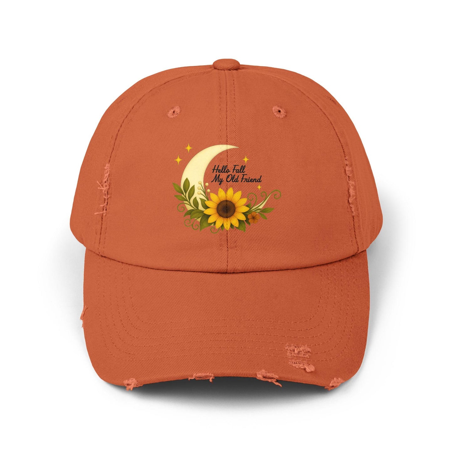 Boho Sunflower Distressed Cap: Vintage Cotton Twill Hat