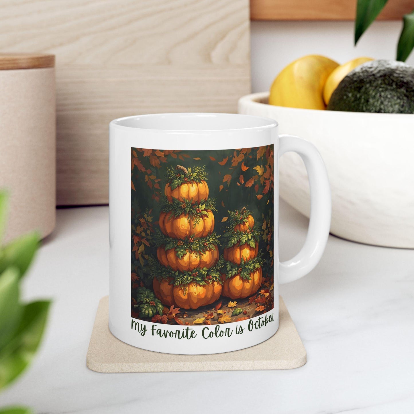 Festive Pumpkin Harvest Ceramic Mug, Fall Coffee Cup, Autumn Decor, Halloween Drinkware, Thanksgiving Gift
