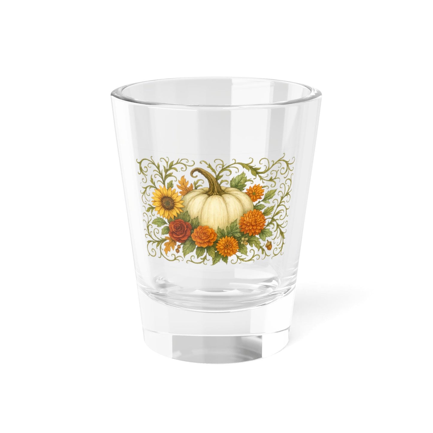Fall-Themed Shot Glass, 1.5oz | Pumpkin & Floral Design, Cute Fall Drinkware, Thanksgiving Decor, Harvest Celebration Party Favor, [...]
