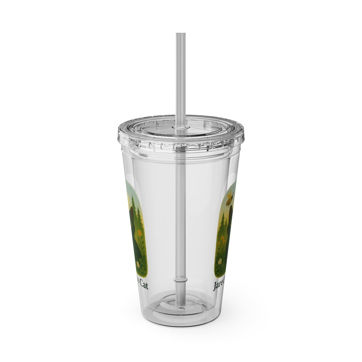 Jared.the.Cat collection, 16oz Drink Holder, Eco-Friendly Travel Cup, Cute Cat Design, Personalized Gift for Cat Lovers, BPA-free acrylic