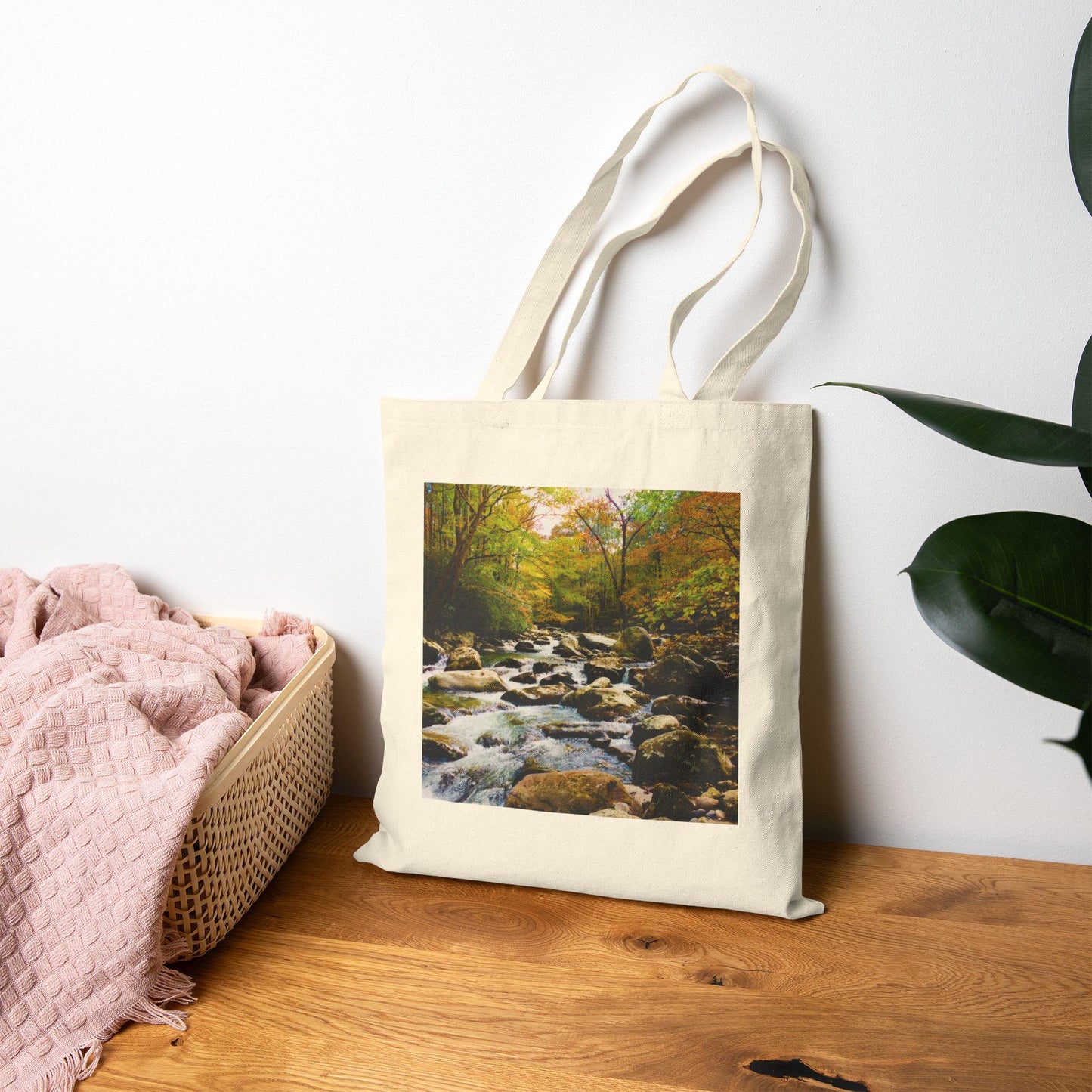 Serene Nature Cotton Canvas Tote Bag: Eco-Friendly Shopping