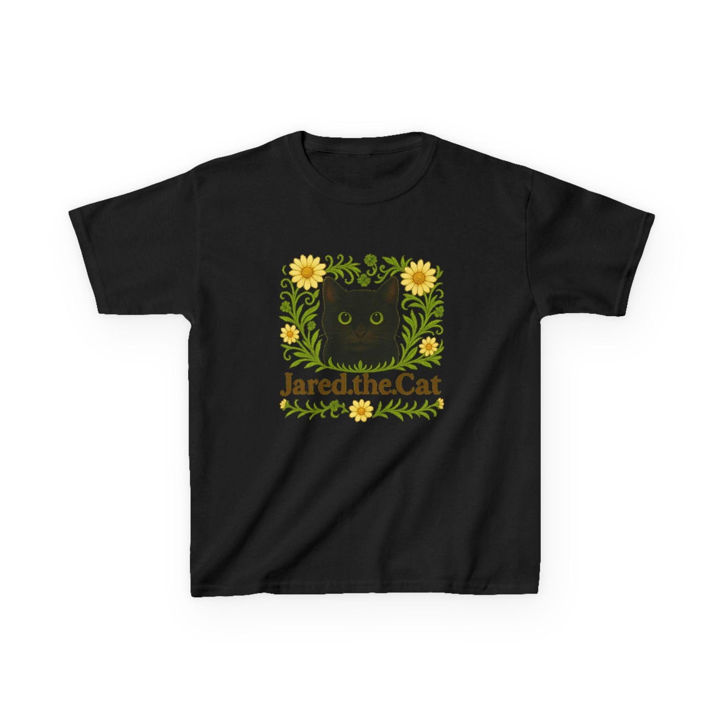 Jared the Cat Kids T-Shirt: Whimsical Garden Design