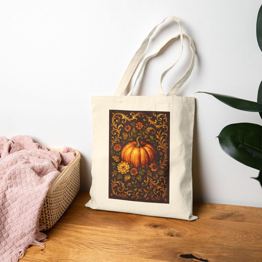 Autumn Pumpkin Canvas Tote Bag: Eco-Friendly Fall Shopping