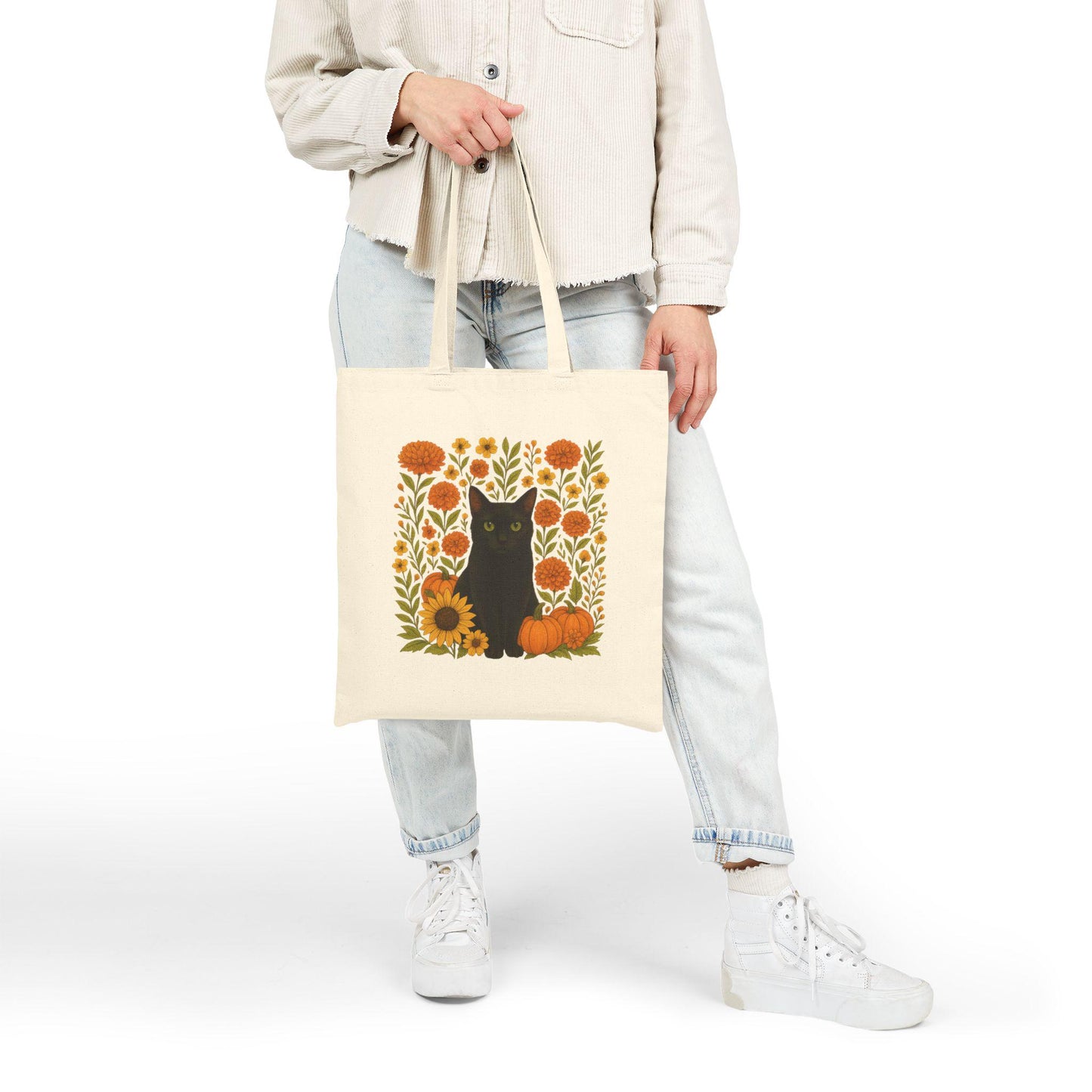 Jared.The.Cat Fall Collection, Autumn Cat Tote Bag, Pumpkin Fall Bag, Gift for Cat Lovers, Eco-Friendly Shopping Tote, Cute Cat Design