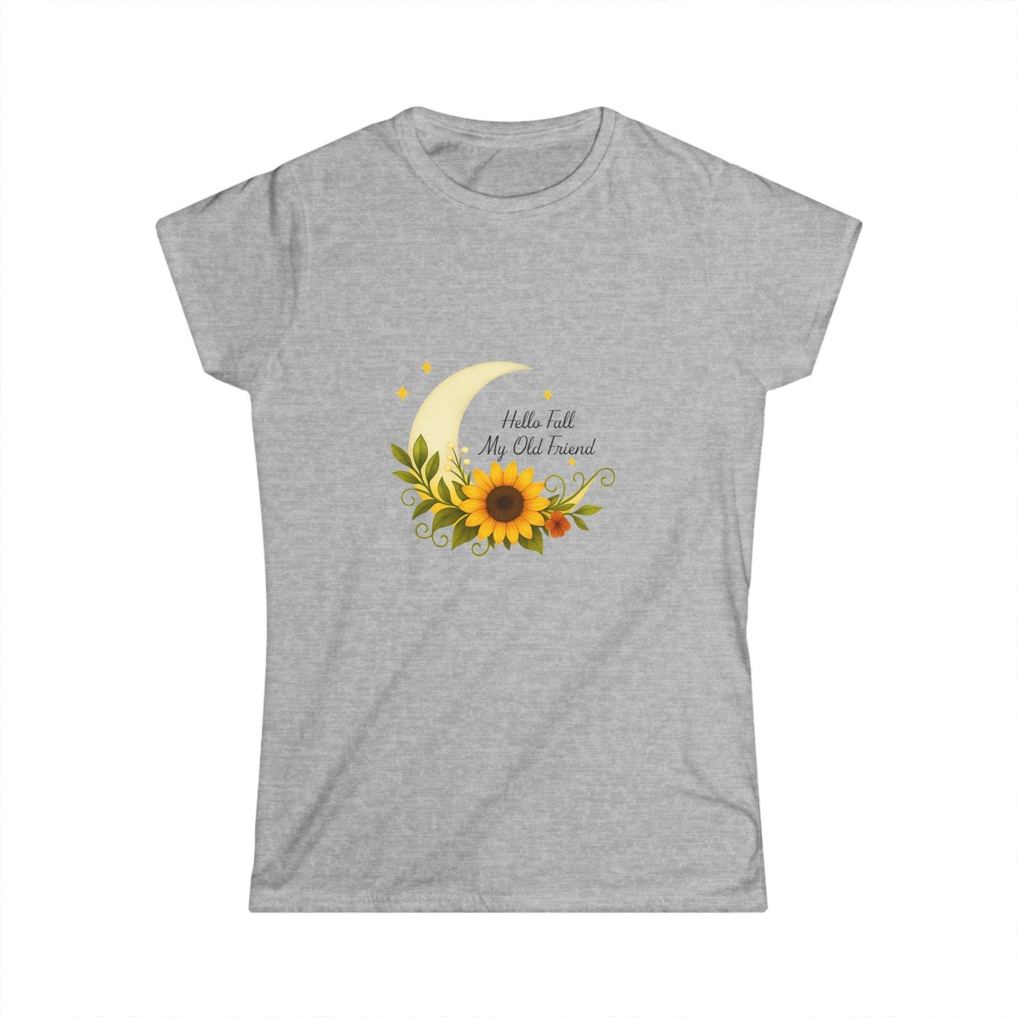 Floral Moon Softstyle Tee: Cozy Women's Nature Shirt