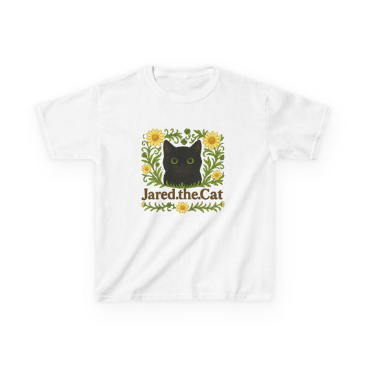 Jared the Cat Kids T-Shirt: Whimsical Garden Design