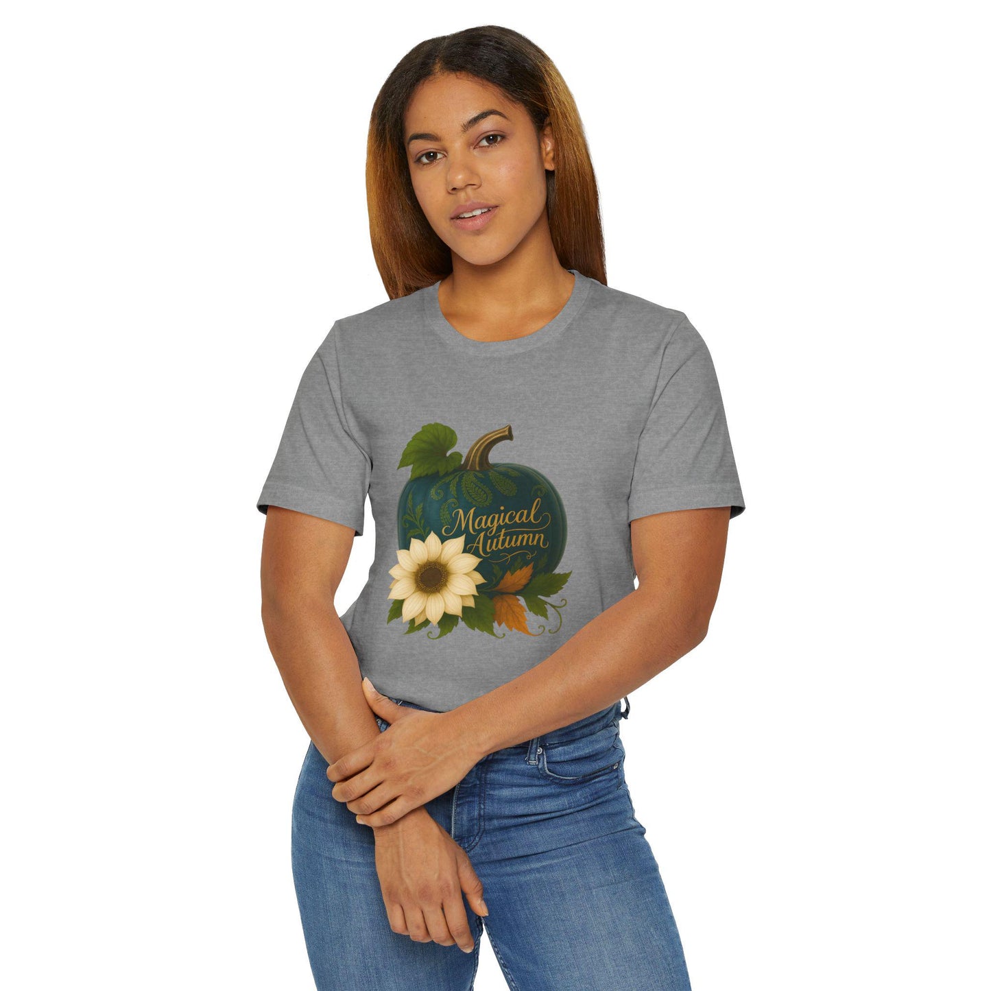 Magical Autumn T-Shirt, Pumpkin & Sunflower Graphic Tee, Cozy Fall Aesthetic Shirt, Thanksgiving Outfit, Autumn Gift Top