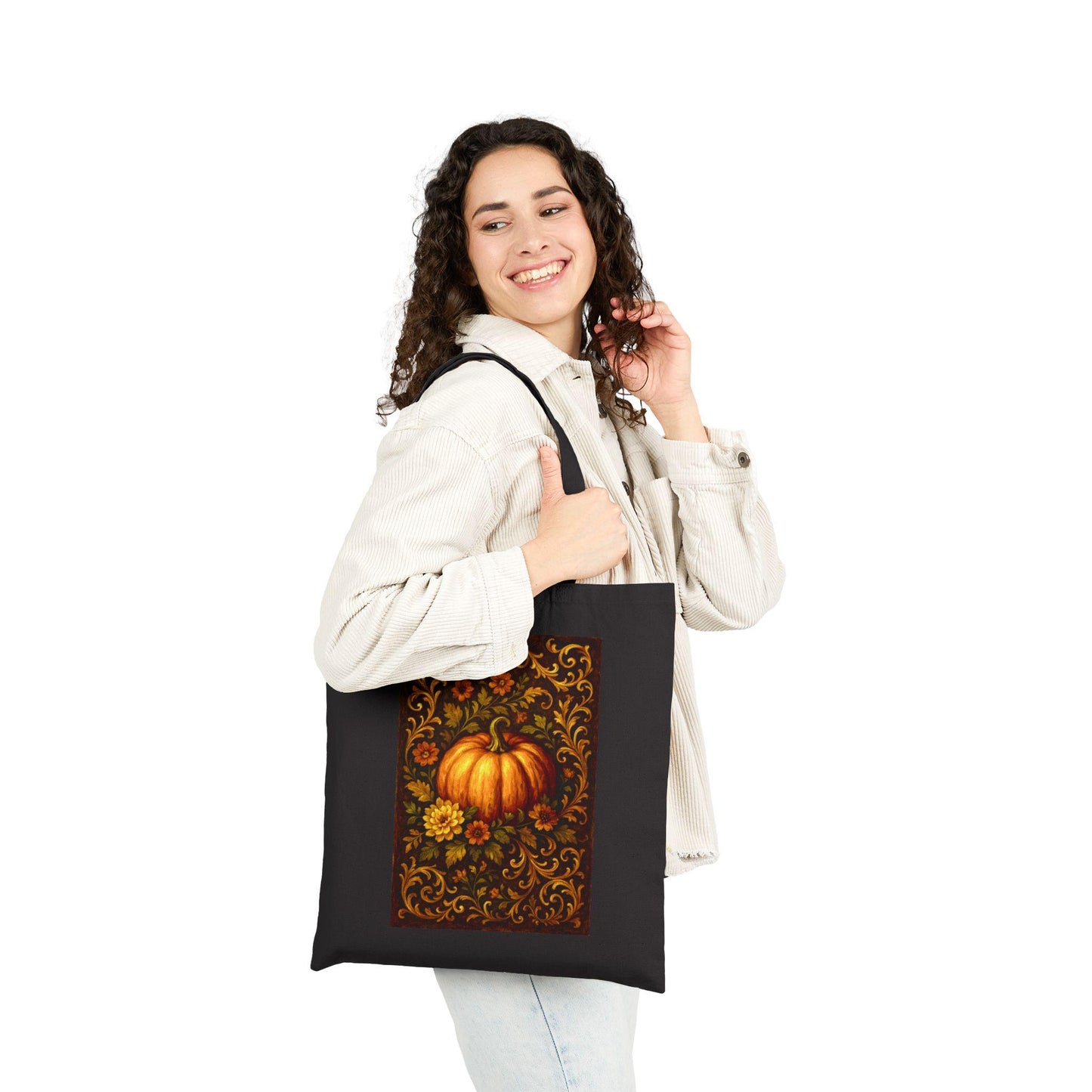 Autumn Pumpkin Canvas Tote Bag: Eco-Friendly Fall Shopping