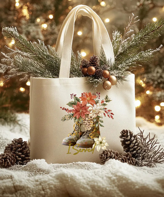 Vintage Combat Boots Tote Floral Bag Gift for Self or Her