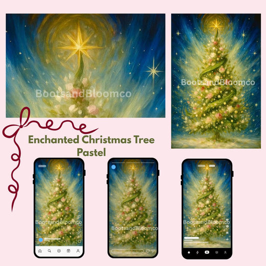 Pastel Christmas Tree Phone Wallpaper – Digital Download
