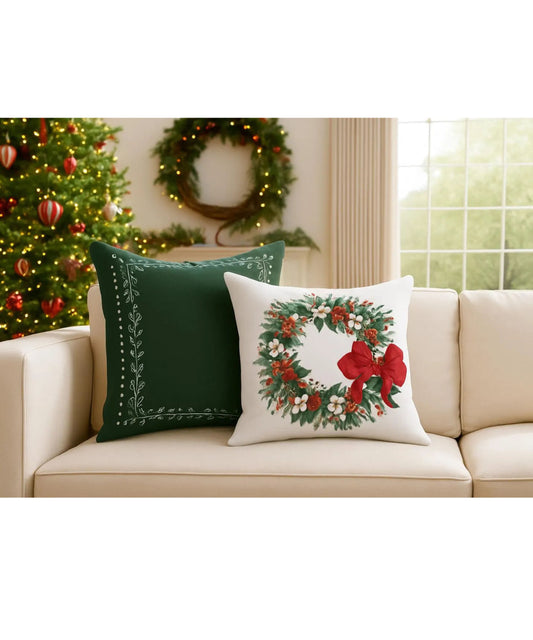 Forest green farmhouse pillow for year round use cottagecore homes and neutral holiday décor